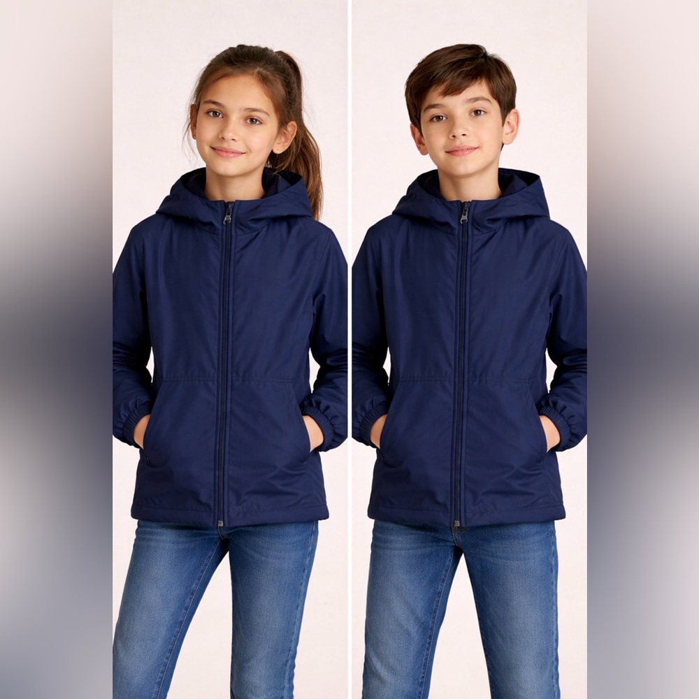 Magellan Outdoors Youth size M 10/12 Unisex Navy Hooded Jacket(A483)